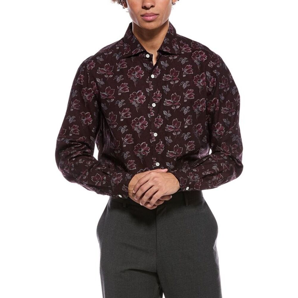 Isaia Mens Mix Sport Shirt, Red
